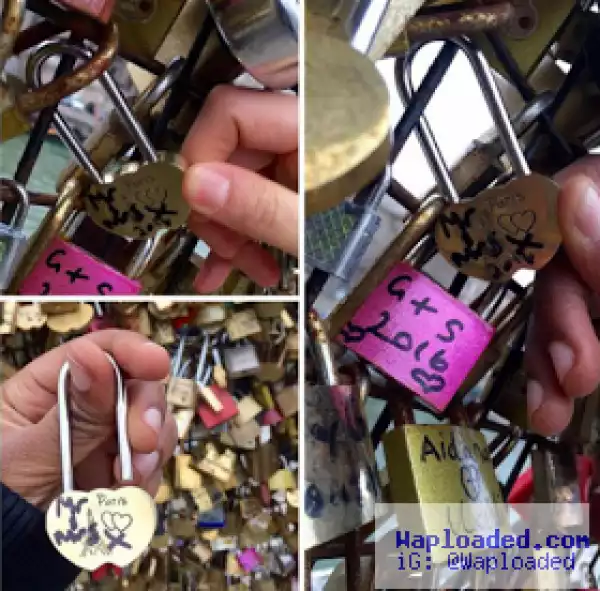 Tonto Dikeh and husband visit the love lock bridge in Paris (photo)